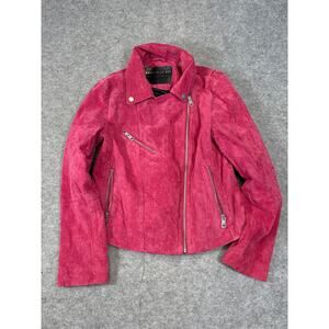 Bagatelle NYC Jacket Womens Large Pink Suede Leather Full Zip Motor Biker Grunge